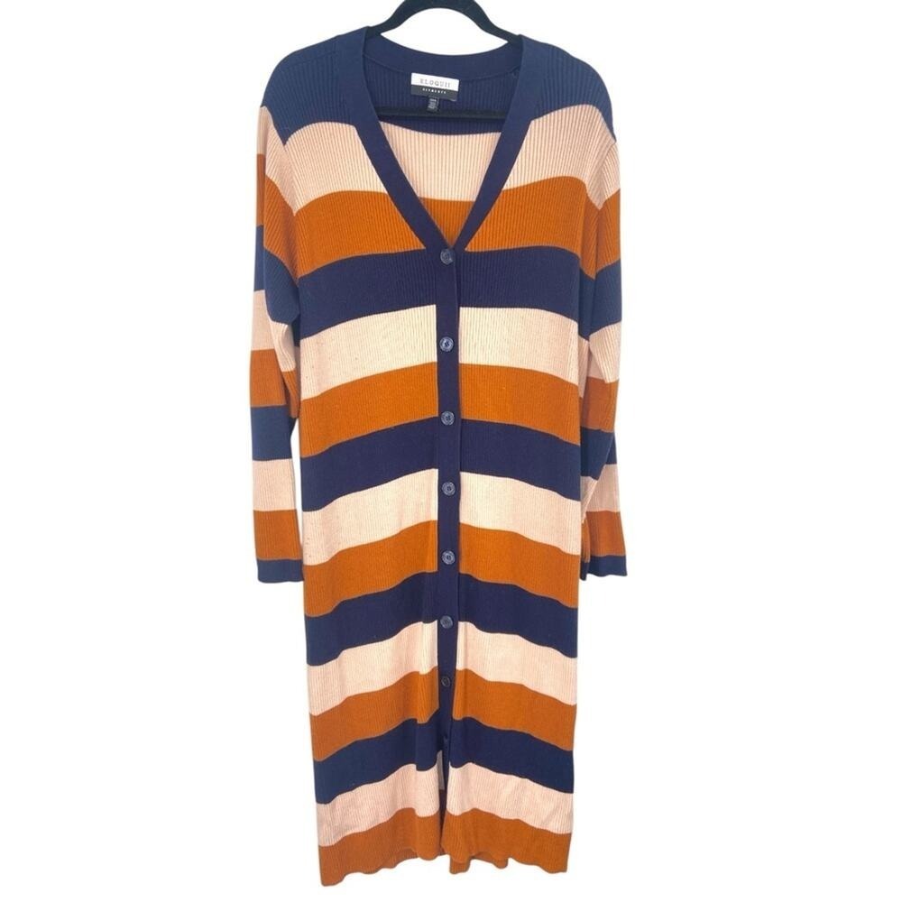 Eloquii Elements‎ Women's Plus Size Striped Cardigan Sweater Dress 22/24